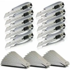 BITUXX 10 Profi Aluminium Cuttermesser Teppich 18mm Inkl. 30 Ersatz Abbrechklingen Alu Cuttermesser Mit Eisgehärteten Stahl Klingen