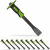 RELAXDAYS 10 X Flachmeißel Mit Handschutz, Präziser Putzmeißel, 35mm Fliesen Meißel, Stahl & Gummi, 29 Cm Lang, Grün/schwarz