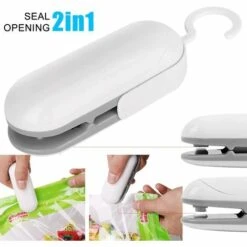 BEARSU Mini-Beutelversiegelung, Handfolienversiegelung, Mini-Folienschweißgerät, Handlicher Taschenschweißgerät, 2-in-1-Beutel Luftdichtes Siegel, Batteriebetrieben