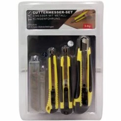 1A-HANDELSAGENTUR Cuttermesser 3er-Set + 20 Abbrechklingen Messer Ersatzklingen Heimwerkermesser