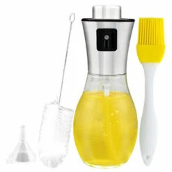 ABCRITAL Gifort Öl Sprayer, Ölsprüher Ölspender Mit Gratis Tube Bürste Und Trichter Öl Sprühflasche Auslöser Für BBQ Brot Backen Küche Kochen (200ML)