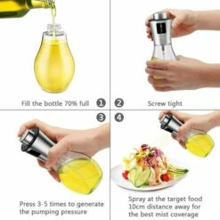 ABCRITAL Gifort Öl Sprayer, Ölsprüher Ölspender Mit Gratis Tube Bürste Und Trichter Öl Sprühflasche Auslöser Für BBQ Brot Backen Küche Kochen (200ML) -Schneidwerkzeug US Store 34599871 5