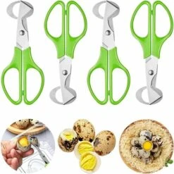 4 Stücke Wachteleier Schere, Edelstahl Wachteleierschere, Kleine Eierschere Wachteleier, Wachtel-Ei-Öffner, Küchenwerkzeug Eierschalenöffner, Für Zuhause, Restaurant, Küche (Grün) SOEKAVIA