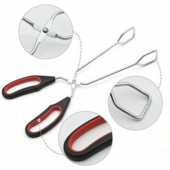 BEARSU 2 Grillzangen, Edelstahl-Scherenzangen, Küchen-Lebensmittelklammern, Grillbuffet, Lebensmittelscherenzange Mit Rutschfester Beschichtung Für Das Verschütten Von Lebensmitteln -Schneidwerkzeug US Store 54400518 3