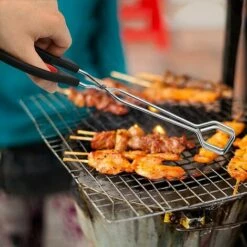 BEARSU 2 Grillzangen, Edelstahl-Scherenzangen, Küchen-Lebensmittelklammern, Grillbuffet, Lebensmittelscherenzange Mit Rutschfester Beschichtung Für Das Verschütten Von Lebensmitteln -Schneidwerkzeug US Store 54400518 5