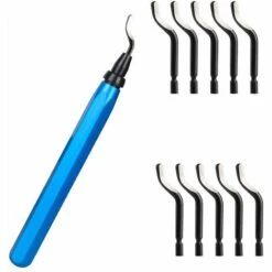 TINOR Entgrater Werkzeug Universal, Metallgriff Handentgrater Mit 10 Stück Ersatzklingen, 360 ° Rotierender Klinge Schneidwerkzeug Für 3D Drucker, Kunststoff, Aluminium Und Edelstahl