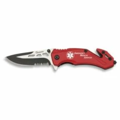 Taktisches Sicherheitsmesser Martinez Albainox Mit Mango Aluminium Rot Und 5,8 Cm Edelstahlklinge. Inklusive Clip, Sicherheitsgurt, Glasbruchspitze Und Farbkoffer 19904GR245