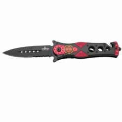 Assistiertes Sicherheitsmesser Third K2775RDS Feuerwehremblem Mit Säge Und Nylonhülle, Edelstahlklinge 10,1 Cm, 120 Gramm