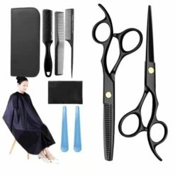 GESCHENKE 11 Pack 17 Cm Professionelle Friseurschere Und Friseurschere Edelstahl Effilierkamm Mit Verpackung - Schwarz