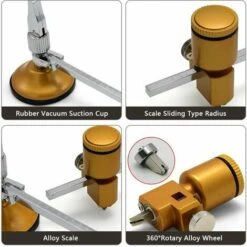 THSINDE Schwerlast-Kreisglasschneider Mit Saugnapf Mit 54 Mm Durchmesser, 1,5-12 Zoll Schneidradius, Ölzylinder, Verstellbarer Glas-Kreisschneider – Gold – Gold -Schneidwerkzeug US Store 65393062 3