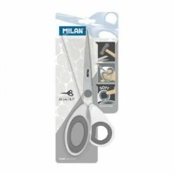 GENÉRICA Milan Tijeras Oficina 22cm Mango De Pl?stico Blister Blancogris