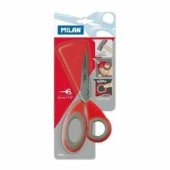 GENÉRICA Milan Tijeras Oficina 19cm Mango De Plastico Blister Rojo