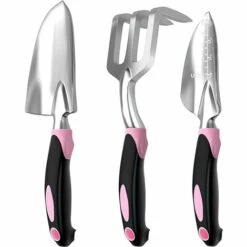 BENOBBY KIDS Robustes Gartenwerkzeug-Set, 3-teilig, Aluminiumlegierung, Gartenschaufel, Handpflanzkelle, Grubber, Rechen Mit Rutschfestem Gummi, Ergonomische Gartengeräte, Geschenke Für Frauen, Zufällige Farbe
