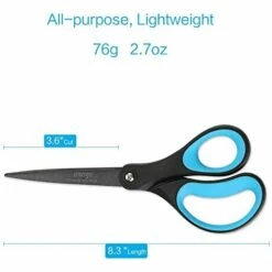 BENOBBY KIDS 2er-Pack 8-Zoll-Antihaft-Titan-Schere, Komfortabler Griff, Edelstahl, Professionell, Gerade Mehrzweckschere Für DIY-Bürohandwerk (Blau/Schwarz) -Schneidwerkzeug US Store 67071059 3