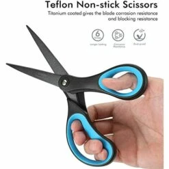 BENOBBY KIDS 2er-Pack 8-Zoll-Antihaft-Titan-Schere, Komfortabler Griff, Edelstahl, Professionell, Gerade Mehrzweckschere Für DIY-Bürohandwerk (Blau/Schwarz) -Schneidwerkzeug US Store 67071059 5