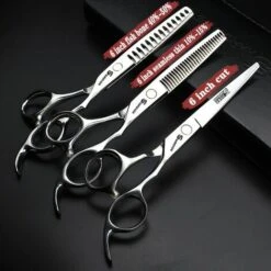 Fuienko 440c 6/7/7,5 Zoll Haarschnitt Ausdünnung Schere Professional Friseur Friseur Schere Schneiden Schere Haar Scheren,6 Inch Set 3PC