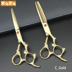 Fuienko 2 Stücke 6 Inch Edelstahl Friseur Schere Schneiden Profi Barber Razor Scher Für Männer Frauen Kinder Salon,C-Gold