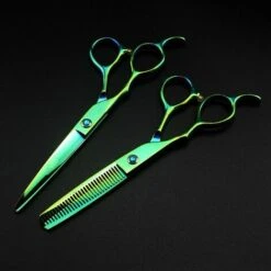 FUIENKO Professionelle Japan 440c Linkshänder 6 ''grün Haar Schere Haarschnitt Verdünnung Barber Makas Schneiden Scheren Friseur Schere,6 Inch Set
