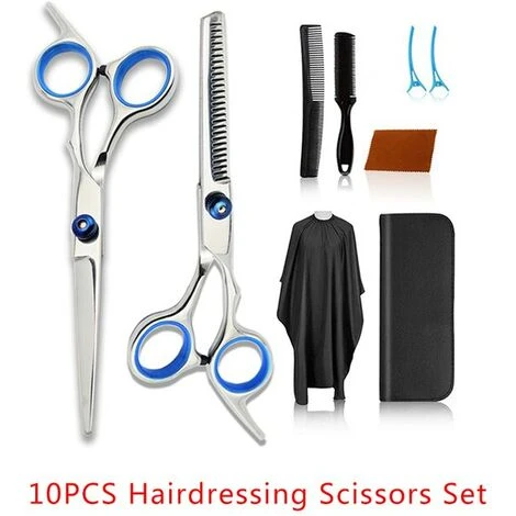 FUIENKO 10PCS Friseur Schere Kit 6 Zoll Professional Hair Schneiden Ausdünnung Schere Edelstahl Friseur Haarschnitt,SET 3,CN 1 FUIENKO 10PCS Friseur Schere Kit 6 Zoll Professional Hair Schneiden Ausdünnung Schere Edelstahl Friseur Haarschnitt,SET 3,CN