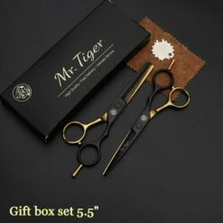 FUIENKO Scharfe Klinge 5,5 6,0 Zoll Friseur Schere Professional Hair Schere Set Haar Schneiden Scheren Barber Scissor Cut Razor Makas,55CTbox-HJSX