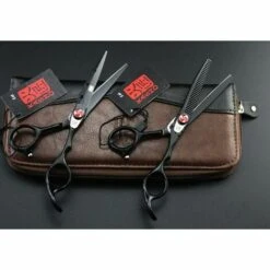 FUIENKO Schere Hair Professional 6 Zoll Schere Friseur Schere Barber Schere Gerade Dünner Werdendes Haar Schneiden Werkzeug,HJ-6B Set Bag