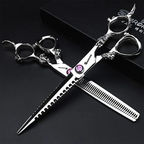 FUIENKO Schere Werkzeug Set 7 Zoll Flach Geschnitten Zahn Schere Edelstahl Hundesalon Schere Edelstahl Haarschnitt,7 Inch Thin 3 FUIENKO Schere Werkzeug Set 7 Zoll Flach Geschnitten Zahn Schere Edelstahl Hundesalon Schere Edelstahl Haarschnitt,7 Inch Thin – Bild 3