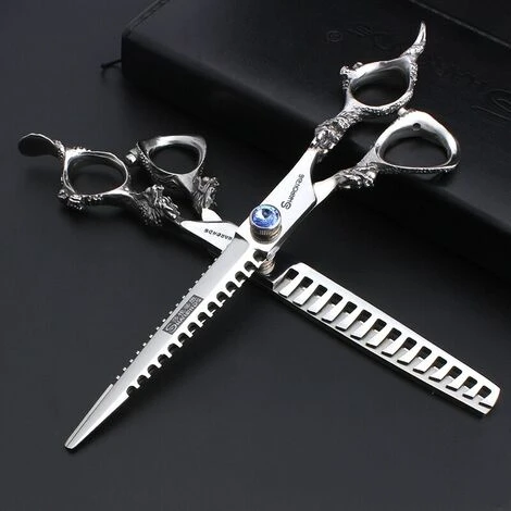 FUIENKO Schere Werkzeug Set 7 Zoll Flach Geschnitten Zahn Schere Edelstahl Hundesalon Schere Edelstahl Haarschnitt,7 Inch Thin 5 FUIENKO Schere Werkzeug Set 7 Zoll Flach Geschnitten Zahn Schere Edelstahl Hundesalon Schere Edelstahl Haarschnitt,7 Inch Thin – Bild 5