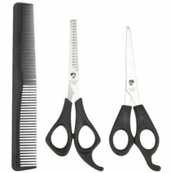 FUIENKO 3 Pcs Haar Schere Schneiden Schere Salon Professional Barber Haar Schneiden Verdünnung Friseur Styling Werkzeug Friseur Kamm,Black,Vereinigten Staaten