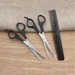 FUIENKO 3 Pcs Haar Schere Schneiden Schere Salon Professional Barber Haar Schneiden Verdünnung Friseur Styling Werkzeug Friseur Kamm,Black,Vereinigten Staaten -Schneidwerkzeug US Store 67131238 4