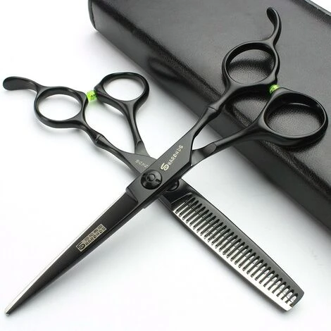 FUIENKO Schwarz Bambus Haar Schneiden Japan 6 "440c Stahl Schere Friseur Kits Clipper Friseur Schere Haar Scheren Barber Scissor,6 Inch Willow 2 FUIENKO Schwarz Bambus Haar Schneiden Japan 6 "440c Stahl Schere Friseur Kits Clipper Friseur Schere Haar Scheren Barber Scissor,6 Inch Willow – Bild 2