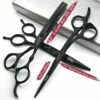 FUIENKO Schwarz Silber Hohe Härte Japan 440c Stahl 5.5/6/6.5/7,5 Zoll Schneiden Schere Professional Friseur Schere Haar Schere,6 Inch 3PC