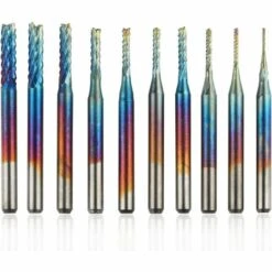 MONLY 10-teiliges PCB-Kit Blauer Nano-Rotationsschneider Schaft 3 Mm Wolframkarbid-Endgravur-Set Für CNC-Fräser Gratwerkzeug Mit Aufbewahrungskoffer